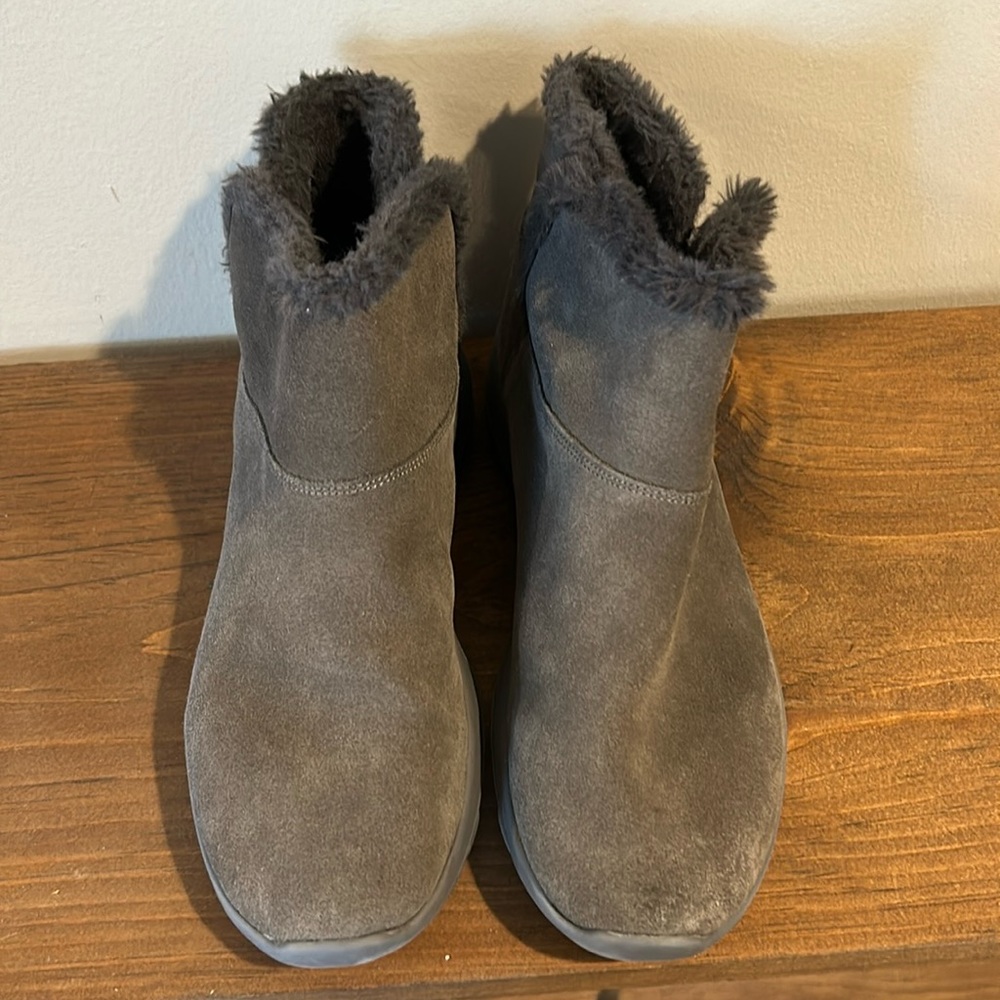 SKETCHERS 5 GEN fur lined ankle boots gray size 10